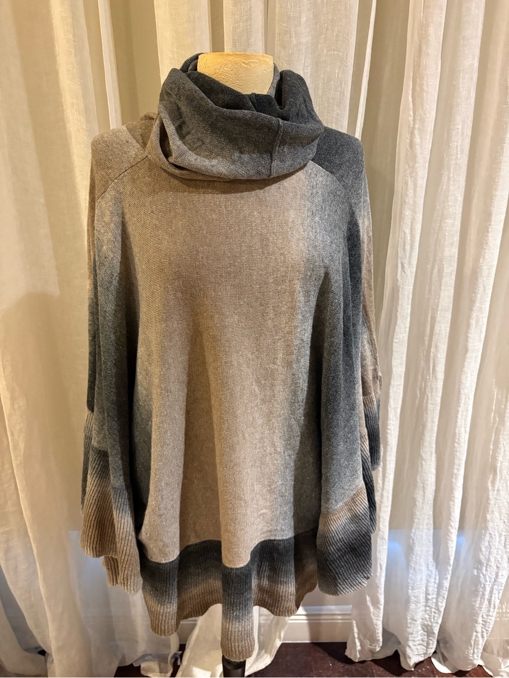 Tempo Paris Gray Ombre Cowl Neck Sweater